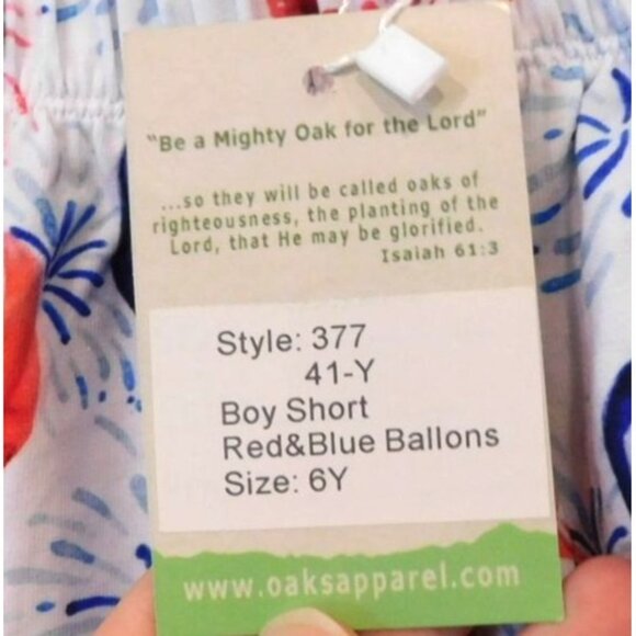 NWT The Oaks Apparel 6 6Y 4th of July Red White Blue Balloon Shorts Patriotic - Picture 3 of 5